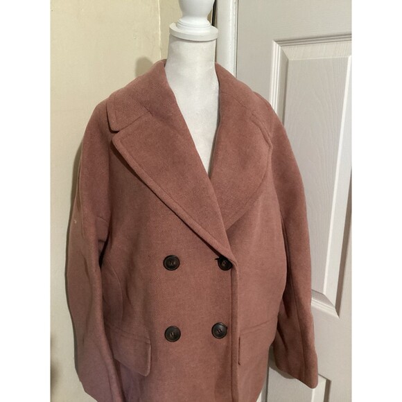 Madewell The Gianna Topcoat Insuluxe Double Breasted Pink Wool Cashmere Blend 6 - Picture 3 of 9